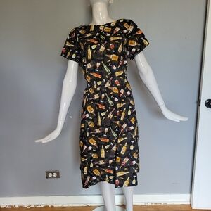 Handmade Wine Print Dress, VGUC, Size 14
